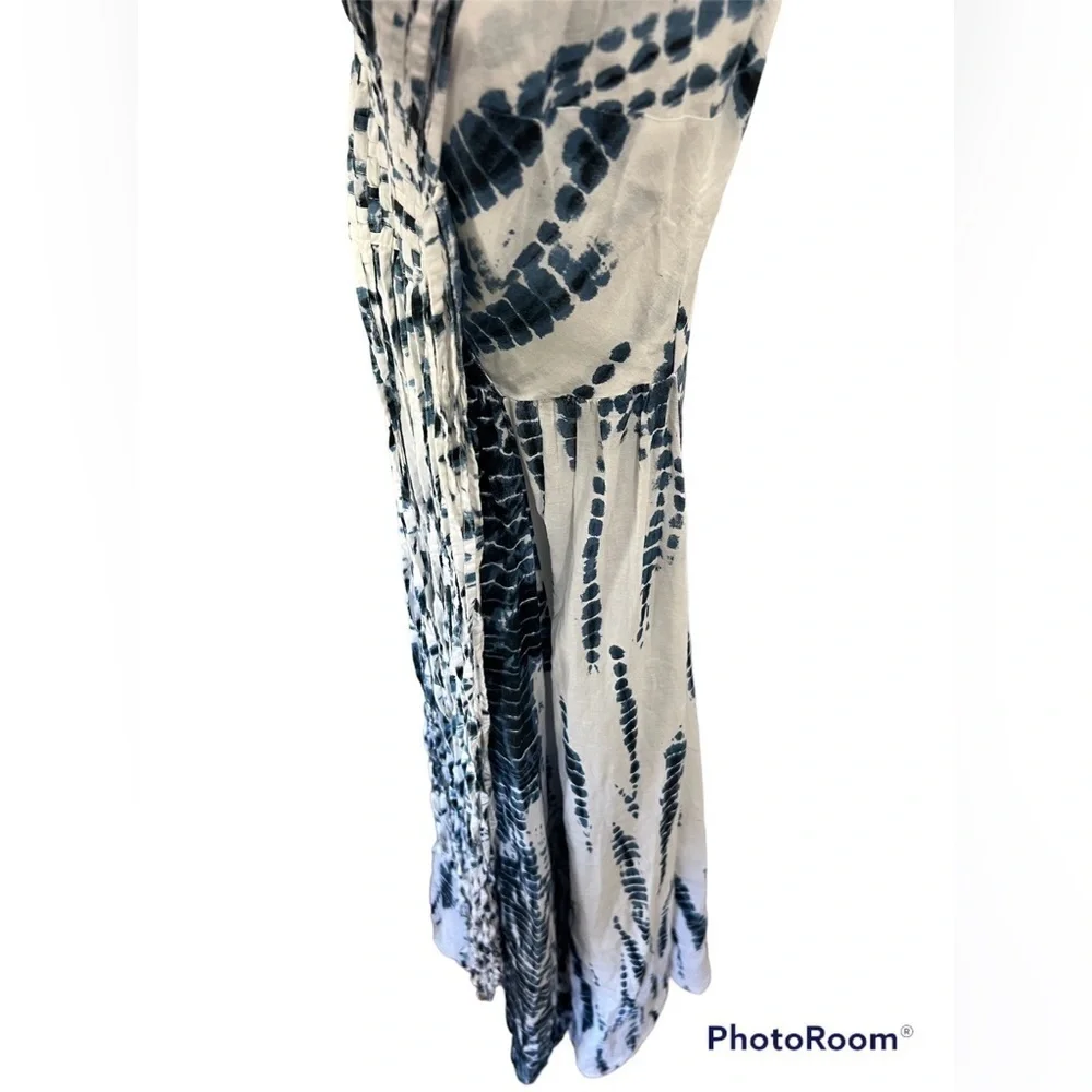 Michael Michael Kors cotton blue and white tie-dye fringe maxi dress size XXS
